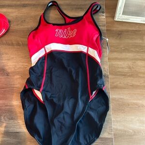 Nike Red, White and Black Swimsuit